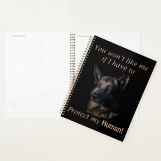 Duitse herder beschermt mijn mens planner