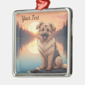 Duitse herder bij het meer metalen ornament (Links)