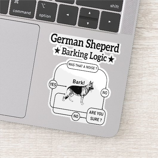 Duitse herder blaffen logica grappige hond sarcast sticker (Detail)