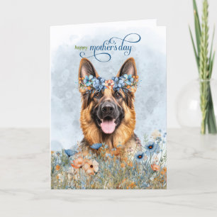 Duitse Herder Bloemen Moederdag Feestdagen Kaart