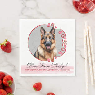 Duitse herder bruiloft servetten met hond foto