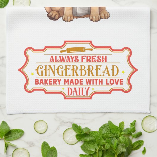 Duitse herder chef-kok bakken peperkoek theedoek (Gevouwen)