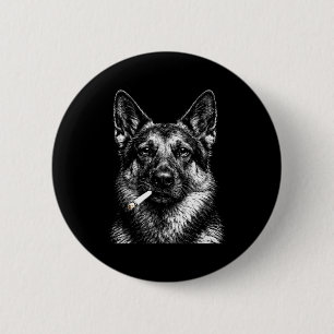 Duitse herder die grappige gangster hond meme rook ronde button 5,7 cm