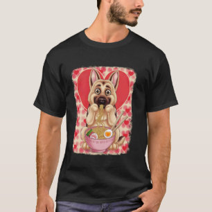 Duitse Herder Eet Ramen Noedels Kom Op Valen T-shirt