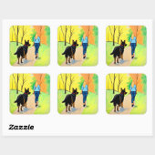 Duitse Herder en vrouw krijt kunst stickers (Vel)