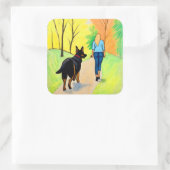 Duitse Herder en vrouw krijt kunst stickers (Tas)