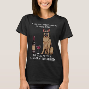 Duitse herder en wijnhond gemonteerd t-shirt