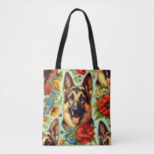  Duitse herder Floral Draagtas
