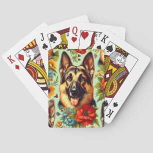 Duitse herder Floral Pokerkaarten
