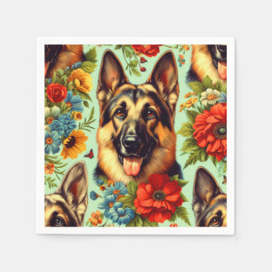 Duitse herder Floral Servet