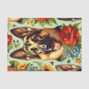  Duitse herder Floral Tissuepapier