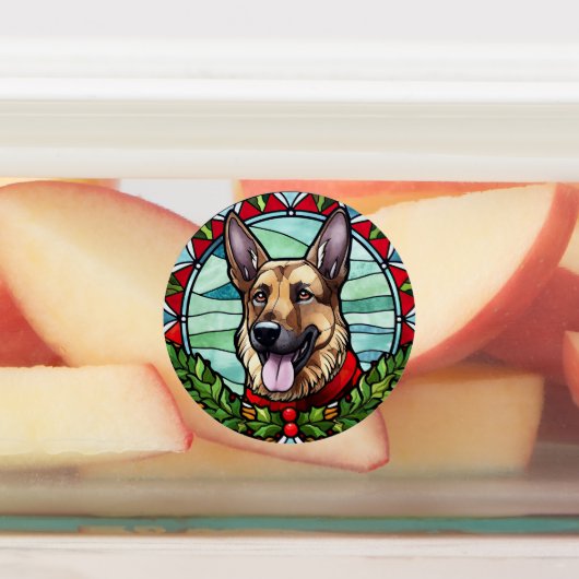 Duitse herder Glas in lood Kerstmis Labels (Aangebracht)