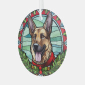 Duitse herder Glas in lood Kerstmis Ornament (Voorkant links)