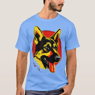 Duitse herder GSD Art Sunset Rood Geel T-shirt