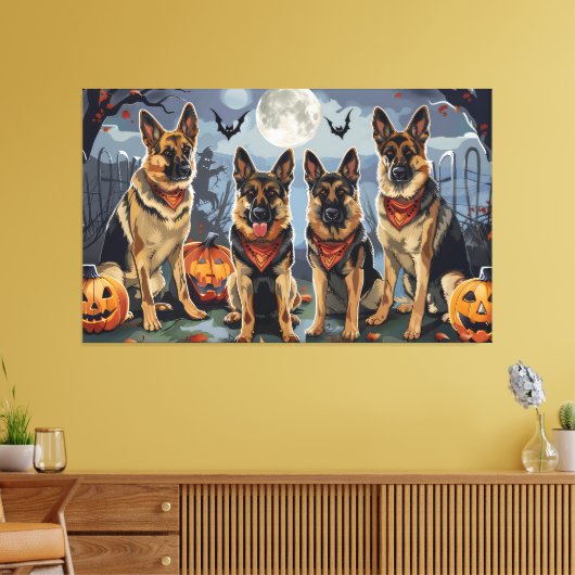 Duitse herder Halloween Spooky Canvas Afdruk (Insitu (Woonkamer))