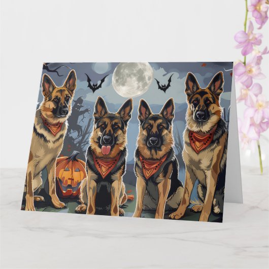 Duitse herder Halloween Spooky Kaart (Orchidee)