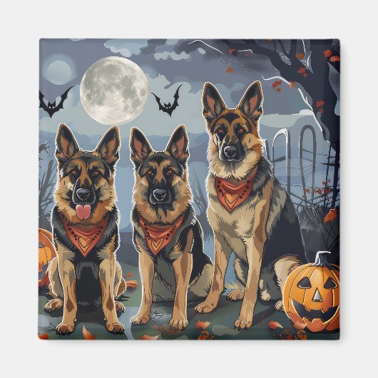 Duitse herder Halloween Spooky Magneet (Voorkant)
