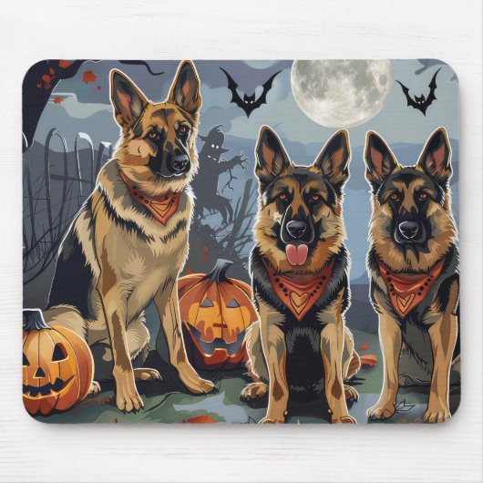 Duitse herder Halloween Spooky Muismat (Voorkant)