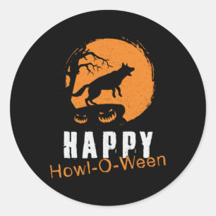 Duitse herder Happy Howl-O-Ween Grappig Ronde Sticker