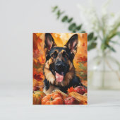 Duitse herder herfst thanksgiving  briefkaart (Staand voorkant)