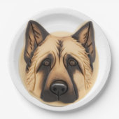 Duitse herder hond 3D geïnspireerd Papieren Bordje (Voorkant)