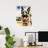 Duitse herder - Hond Art Print (Thuiskantoor)