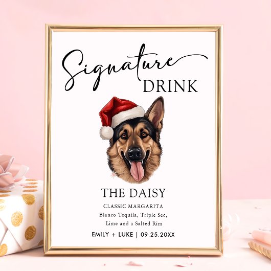 Duitse herder hond bruiloft handtekening Drink tek Poster