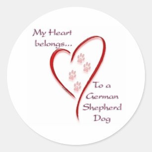 Duitse herder hond hart behoort ronde sticker