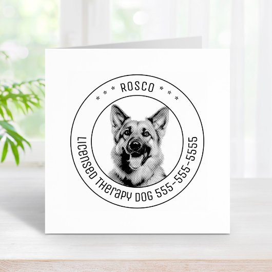 Duitse herder hond huisdier foto rond rubberstempel