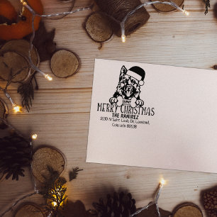Duitse herder hond kerst retour adres rubberstempel