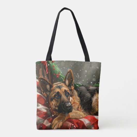 Duitse herder hond Kerstmis Feestelijk Draagtas (Achterkant)