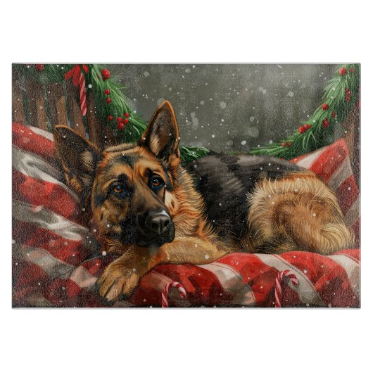 Duitse herder hond Kerstmis Feestelijk Snijplank (Voorkant)