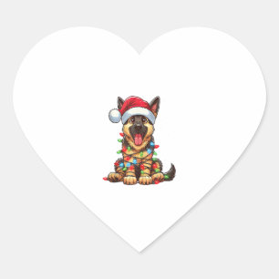 Duitse Herder Hond Kerstverlichting Santa Hat Xma Hart Sticker
