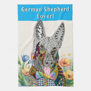 Duitse herder hond keukenhanddoek