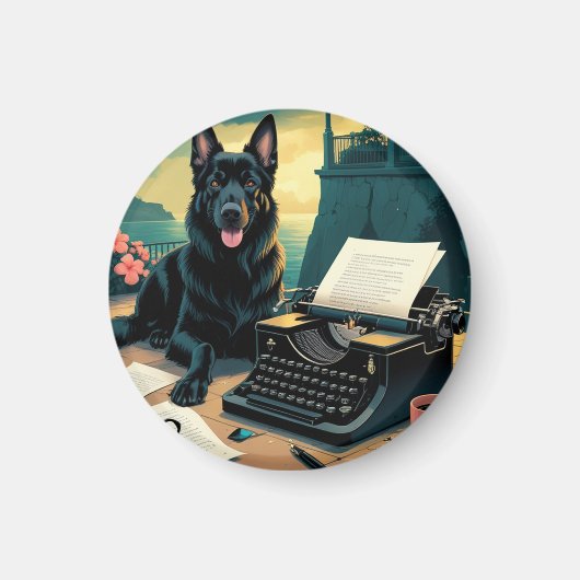 Duitse Herder Hond meneer vintage Magneet (Voorkant)