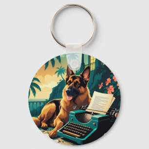 Duitse Herder Hond meneer vintage Sleutelhanger
