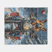 Duitse herder hond rijden motorfiets kerst fleece deken (Voorkant (Horizontaal))