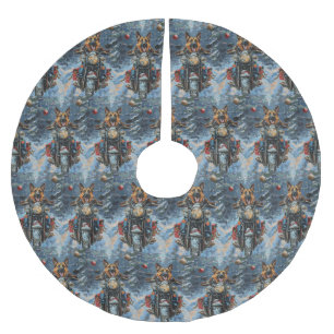 Duitse herder hond rijden motorfiets kerst kerstboom rok