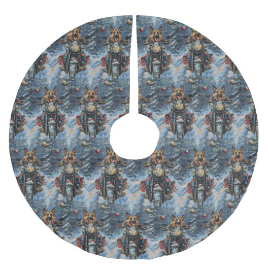 Duitse herder hond rijden motorfiets kerst kerstboom rok (Voorkant)