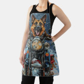 Duitse herder hond rijden motorfiets kerst schort (Insitu)