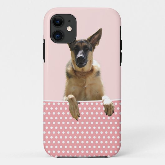 Duitse herder hond roze polka stippen Case-Mate iPhone case (Achterkant)