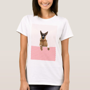 Duitse herder hond roze polka stippen t-shirt