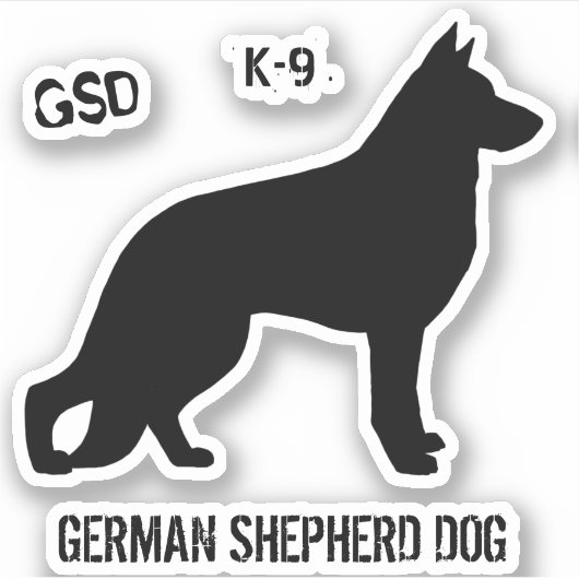 Duitse Herder Hond Silhouet K9 Vinyl Sticker (Voorkant)