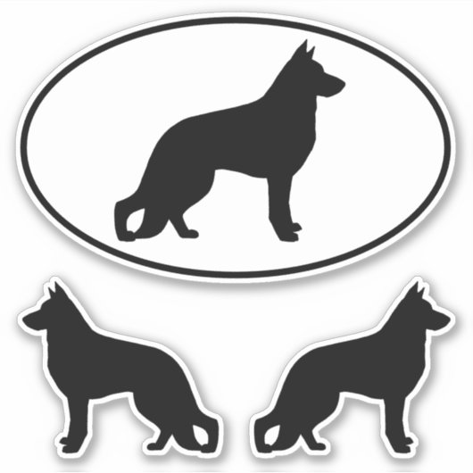 Duitse herder hond silhouetten vinyl Sticker set (Voorkant)
