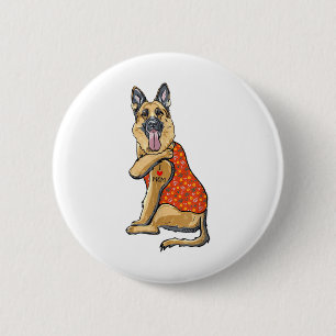 Duitse Herder Hond Tattoo Ik hou van mama Bloem Mo Ronde Button 5,7 Cm