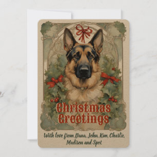 Duitse Herder Hond Vintage Kerstmis Kaart