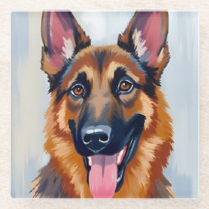 Duitse Herder Hond Watercolor Huisdier Glazen Onderzetter