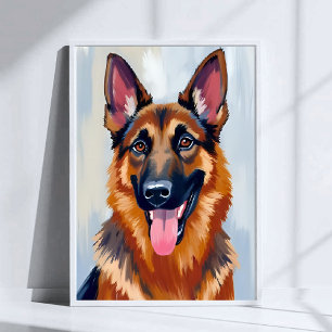Duitse Herder   Hond Watercolor Huisdier Poster