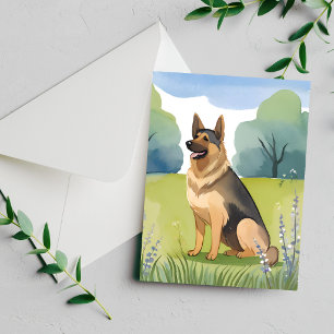 Duitse Herder Hond Watercolor Schilderij Kaart