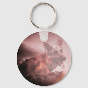 Duitse Herder Hond Wolken Hemel Art Portret GSD Sleutelhanger